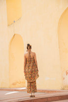 Evening Blue Halter Neck Kurta with Flared Pants