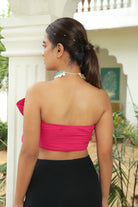BERRY PINK RUFFLED TUBE CROP TOP