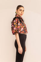Black beauty floral crop shirt
