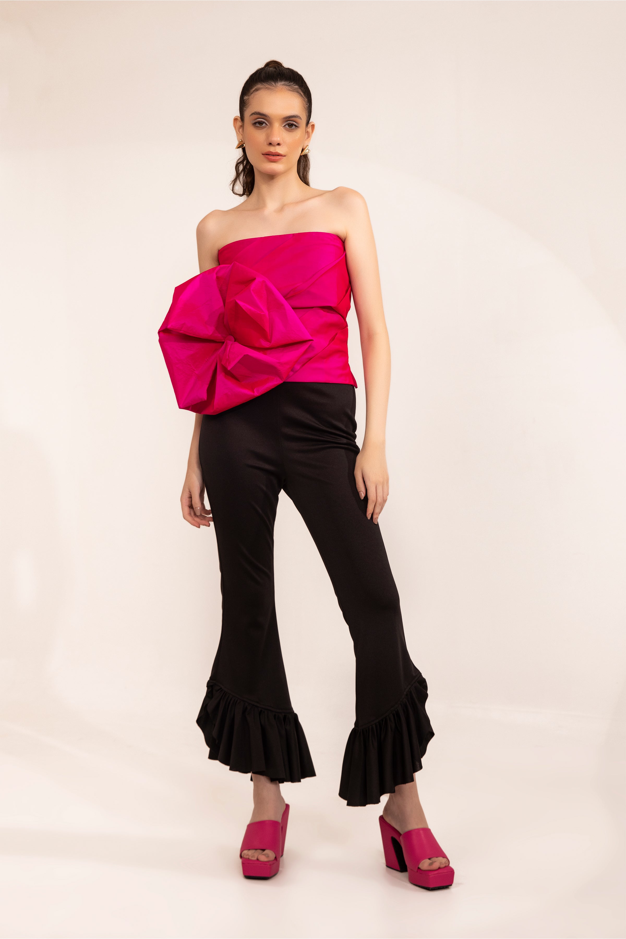Pink glo pleated bustier