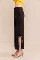Blazing black side rhinestone slit trouser