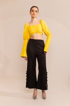 Blazing black side rhinestone slit trouser